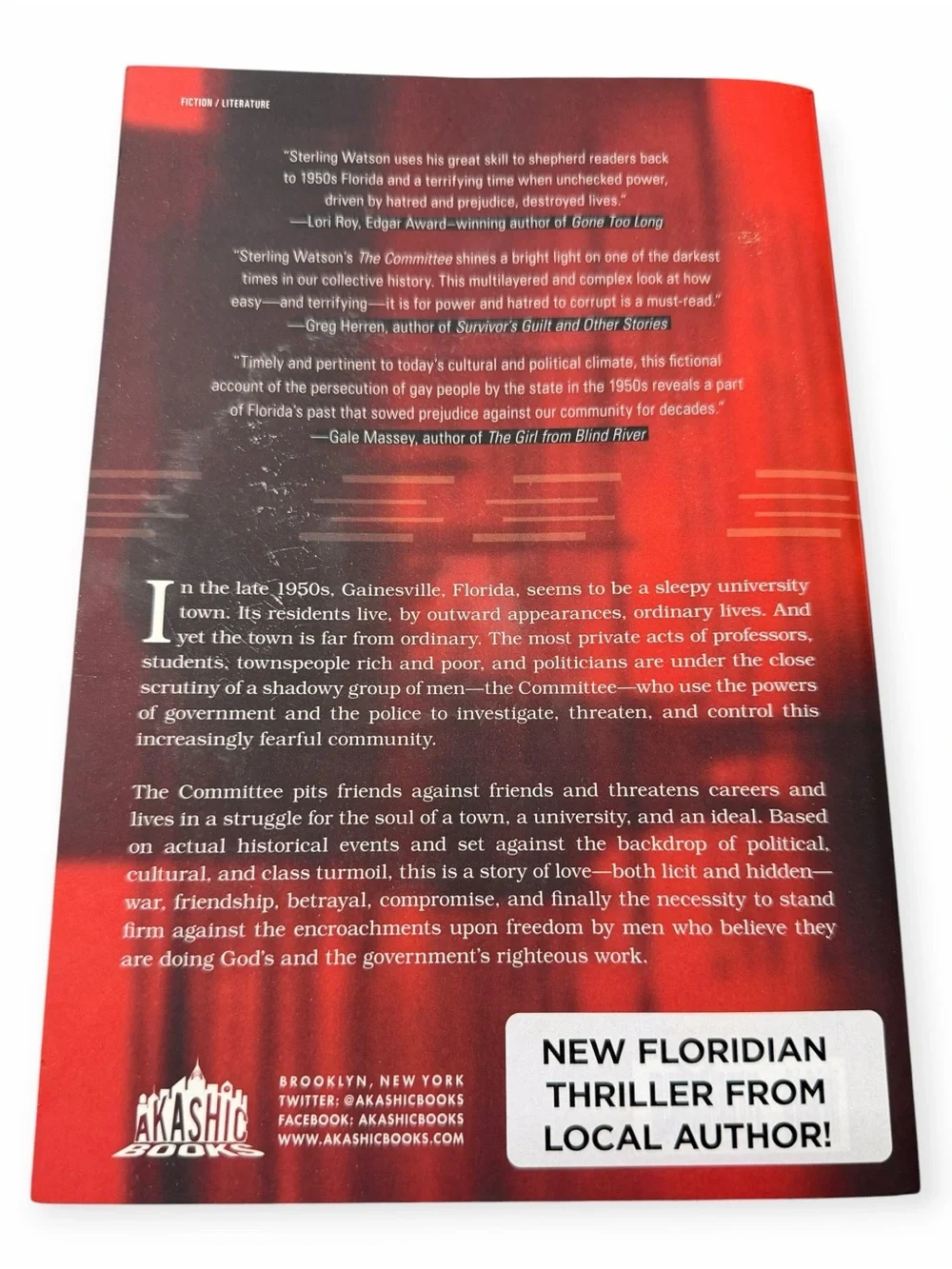 Sterling Watson The Committee Novel Florida Historical Fiction Paperback